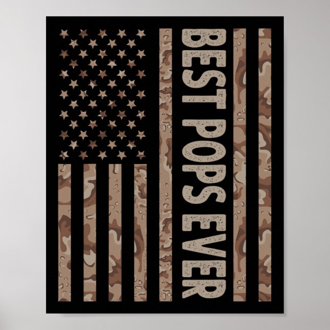 Pops ever US American Flagga Funny Grandpa Far39s Poster (Framsidan)