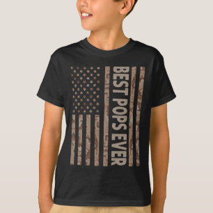 Pops ever US American Flagga Funny Grandpa Far39s T Shirt