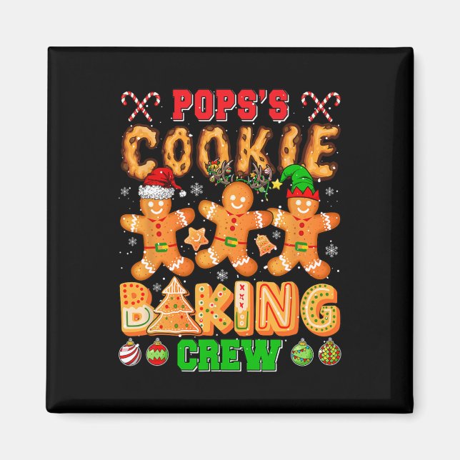 Pops Julafton Cookie Baking Crew Funny Baker Älska Magnet (Framsidan)