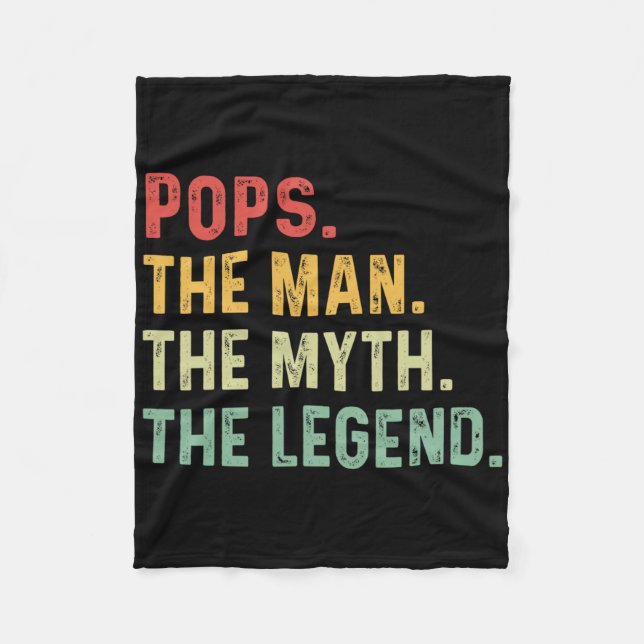 Pops man the Myth the Legend Fars dag Gift Fleecefilt (Framsidan)