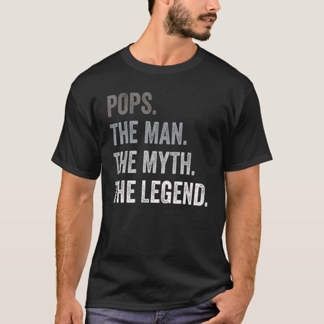 Pops mannen Myth the Legend Far s Day Vin T Shirt (Framsida)