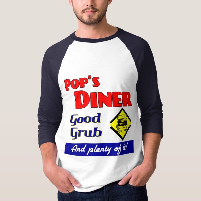 Pops Middag Bra Grub Retro Art T-Shirt (Framsida)