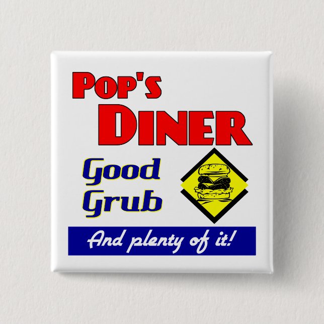 Pops Middag Kitchen Art Button Knapp (Framsida)
