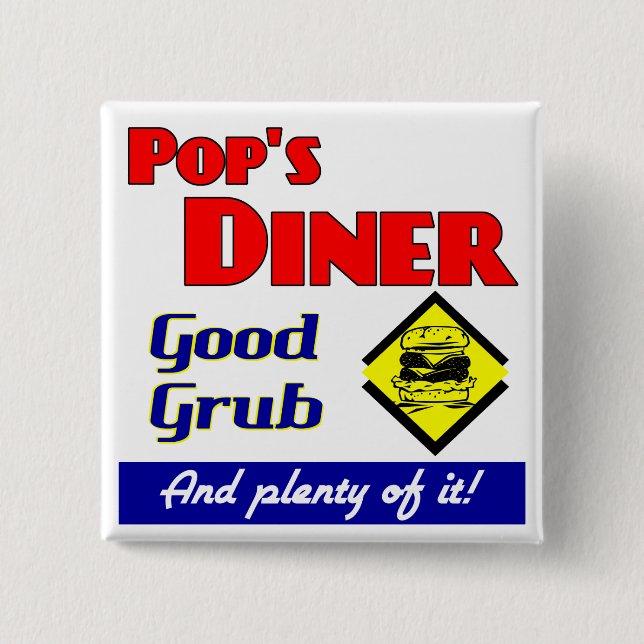Pops Middag Kitchen Senderback Pinback Knapp (Framsida)