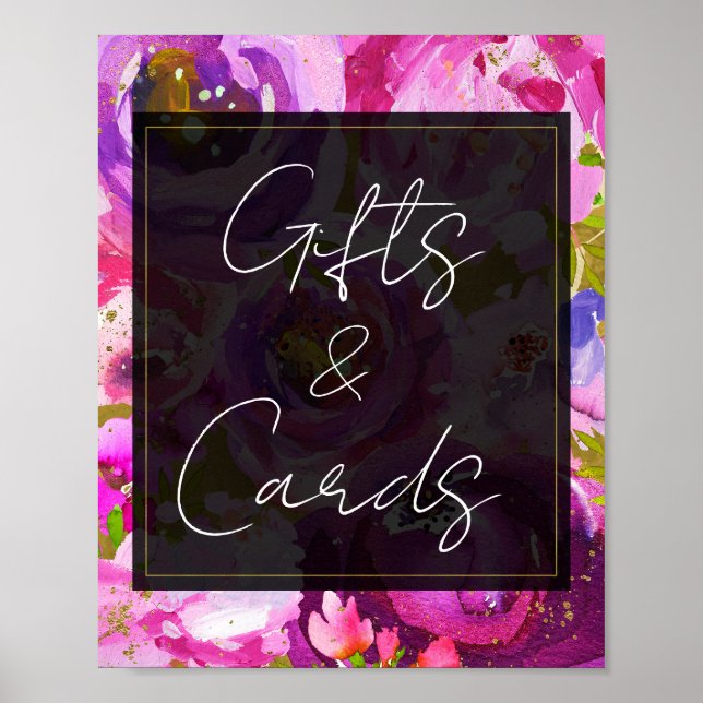 Pops of Rosa Lila Vibrant Gifts Cards Bord Sign Poster (Framsidan)