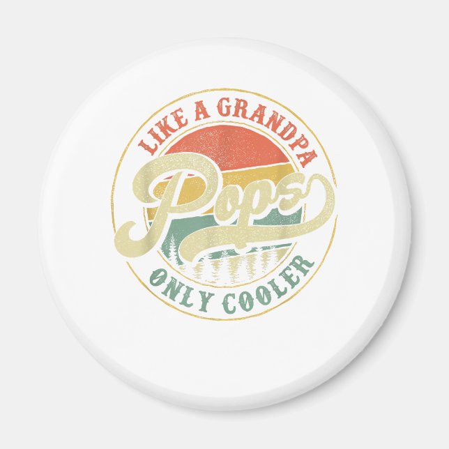 Pops som morfar Cooler Retro Gift Pops Da Magnet (Framsidan)