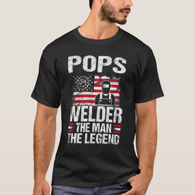 Pops Welder Mannen, legend Retro USA flagga T Shirt (Framsida)