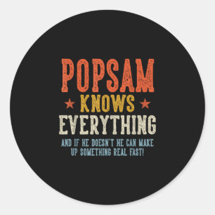 Popsam vet allt fars dag retro vintage runt klistermärke