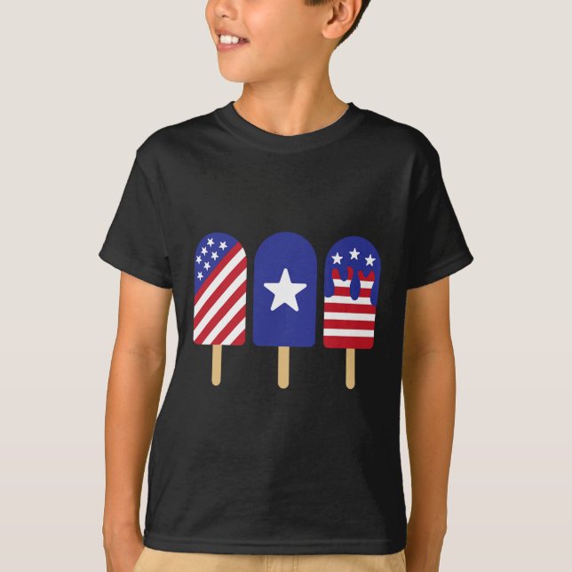 Popsicle American Flag Patriotic Summer Bo T Shirt (Framsida)