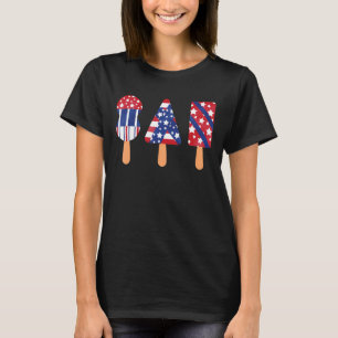 Popsicle American Flagga Rött vitt blått 4 juli T Shirt