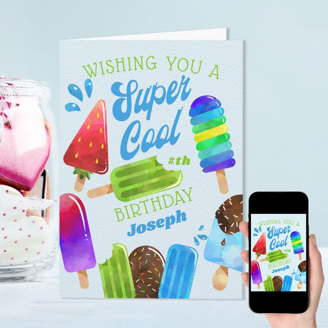 Popsicle Anpassningsbar Age Boy Toppen Birday Card Kort (Skapare uppladdad)