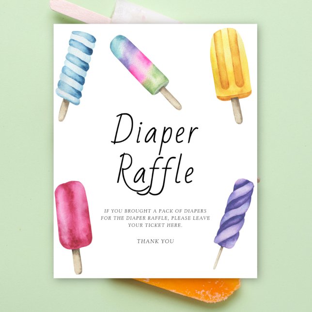 Popsicle baby shower - blöjor tombola affisch (Skapare uppladdad)