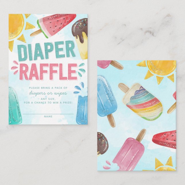 Popsicle Baby Shower Diaper and Wipes Raffle Tilläggskort (Fram/baksida)