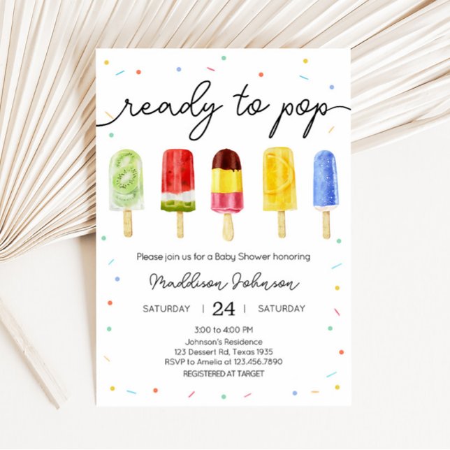 Popsicle Baby Shower Inbjudningar (Ready to Pop Baby Shower Invitation)