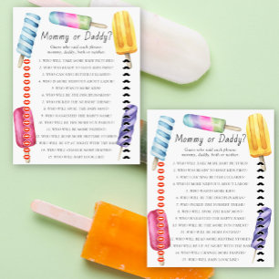 Popsicle baby shower Mamma eller pappa spel