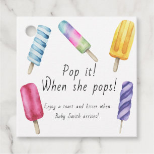 Popsicle Baby shower Pop det När hon föder Gåvor Etiketter