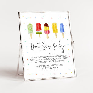 Popsicle Baby Shower Säg inte Baby Poster