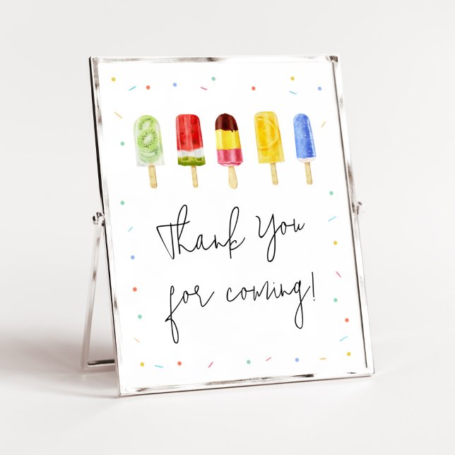 Popsicle Baby Shower Tack för att du kommer Poster (Ready to Pop Baby Shower Thank you for Coming Sign)