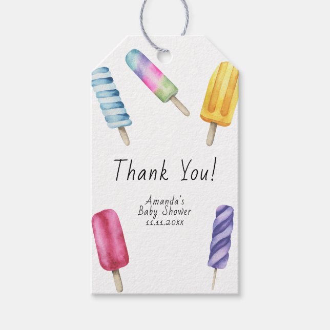 Popsicle Baby shower Tack  Presentetikett (Framsidan)
