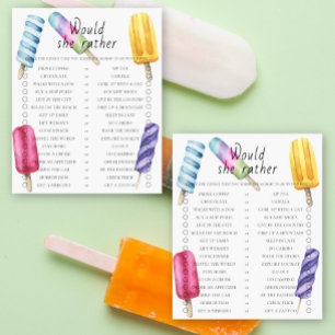 Popsicle babydusch skulle hon hellre spela?