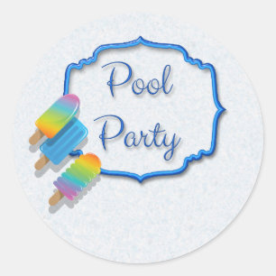 Popsicle Bassäng Party Runt Klistermärke