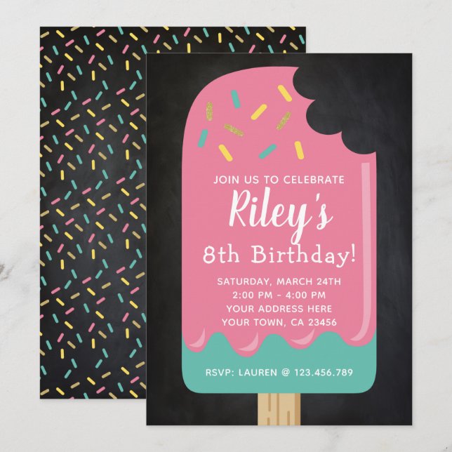 Popsicle Birthday-inbjudan Inbjudningar (Fram/baksida)