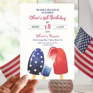 Popsicle Birthday Independence day Kids Party Inbjudningar