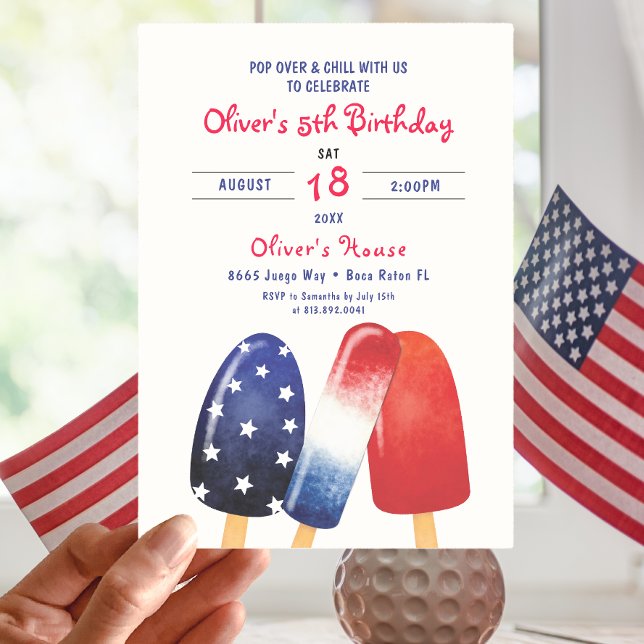 Popsicle Birthday Independence day Kids Party Inbjudningar (Skapare uppladdad)
