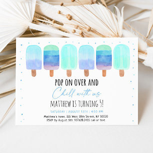 Popsicle Blue Boy Chill med vår födelsedag Inbjudningar