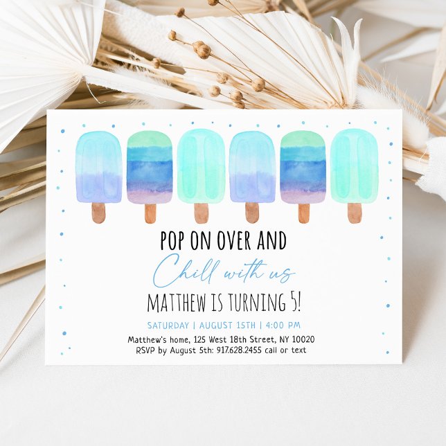 Popsicle Blue Boy Chill med vår födelsedag Inbjudningar (Skapare uppladdad)