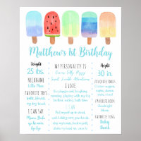 Popsicle Blue Boy First Birthday Milestone
