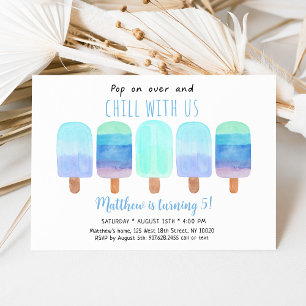 Popsicle Blue Ombre Chill med vår födelsedag Inbjudningar