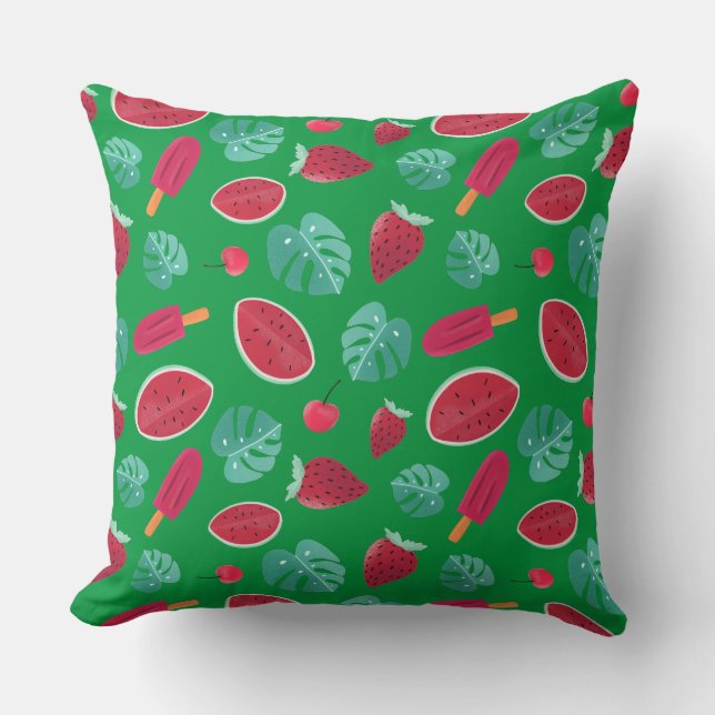 Popsicle, Cherry, Strawberry & Watermelon Kudde (Framsida)