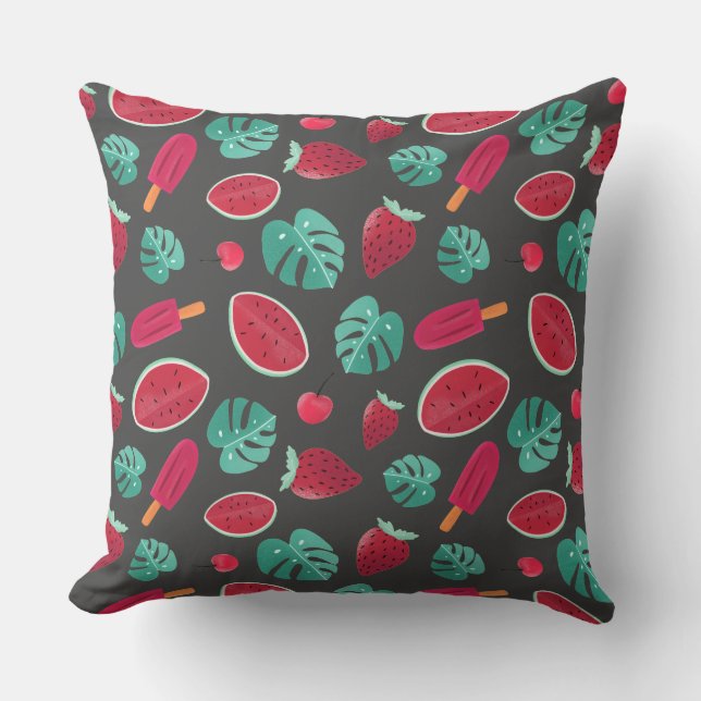 Popsicle, Cherry, Strawberry & Watermelon Kudde (Framsida)