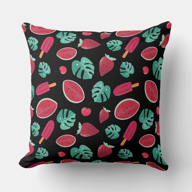 Popsicle, Cherry, Strawberry & Watermelon Kudde (Framsida)