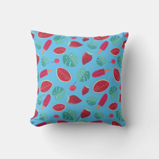 Popsicle, Cherry, Strawberry & Watermelon Kudde (Framsida)