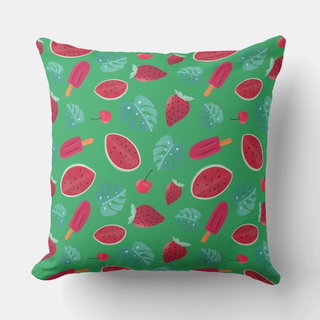 Popsicle, Cherry, Strawberry & Watermelon Kudde (Framsida)