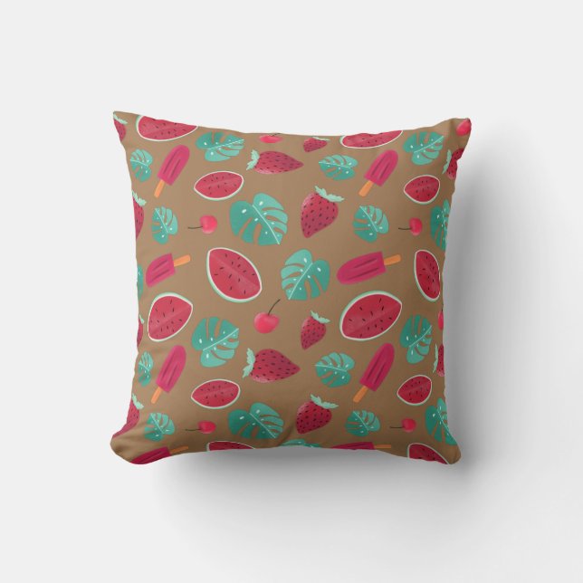 Popsicle, Cherry, Strawberry & Watermelon Kudde (Framsida)