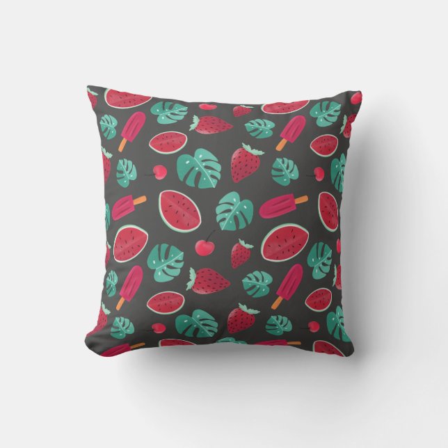 Popsicle, Cherry, Strawberry & Watermelon Kudde (Framsida)