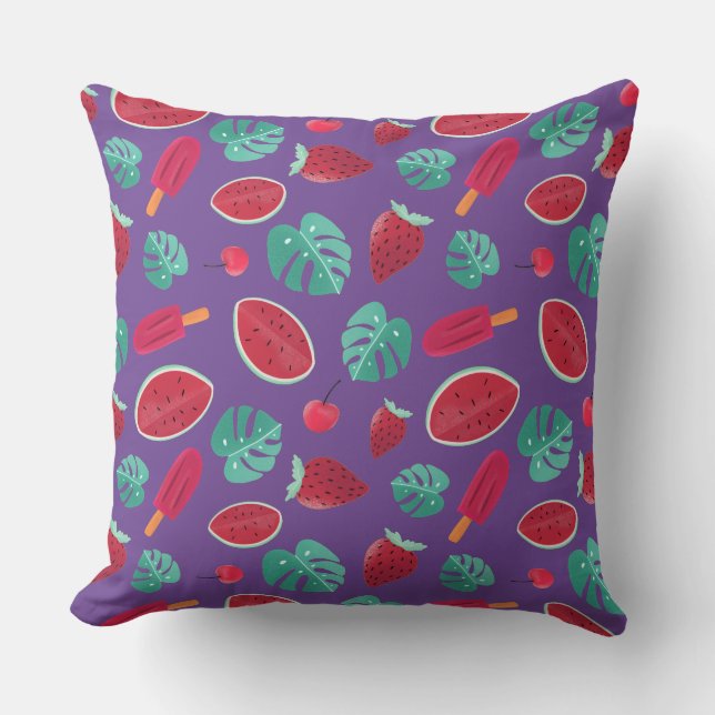 Popsicle, Cherry, Strawberry & Watermelon Kudde (Framsida)
