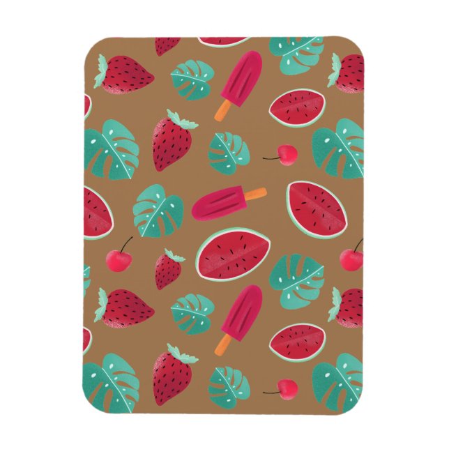 Popsicle, Cherry, Strawberry & Watermelon Löv Magnet (Vertikal)