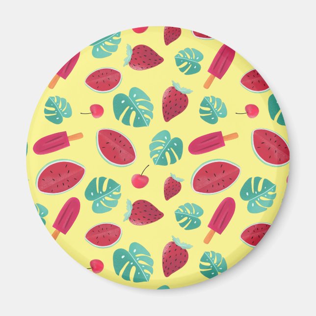 Popsicle, Cherry, Strawberry & Watermelon Löv Magnet (Framsidan)