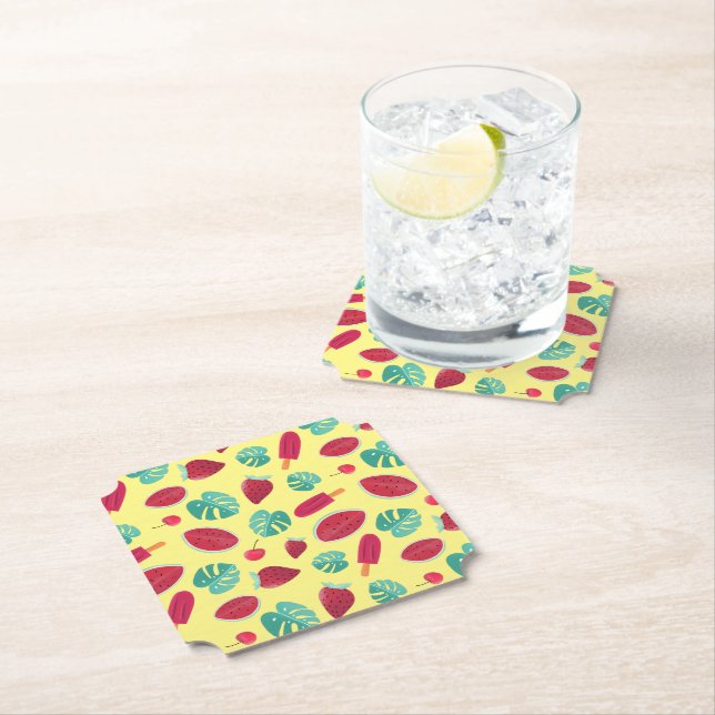 Popsicle, Cherry, Strawberry & Watermelon Löv Underlägg Papper (Insitu)