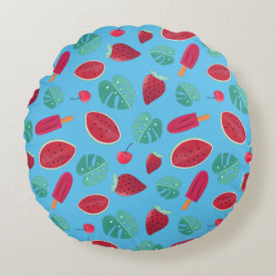 Popsicle, Cherry, Strawberry & Watermelon Rund Kudde