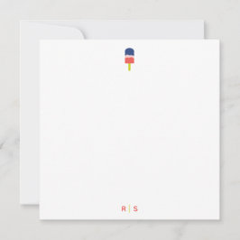 Popsicle Coral Blue Modern Personlig Monogram Anteckningskort