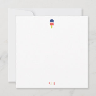 Popsicle Coral Blue Modern Personlig Monogram Anteckningskort