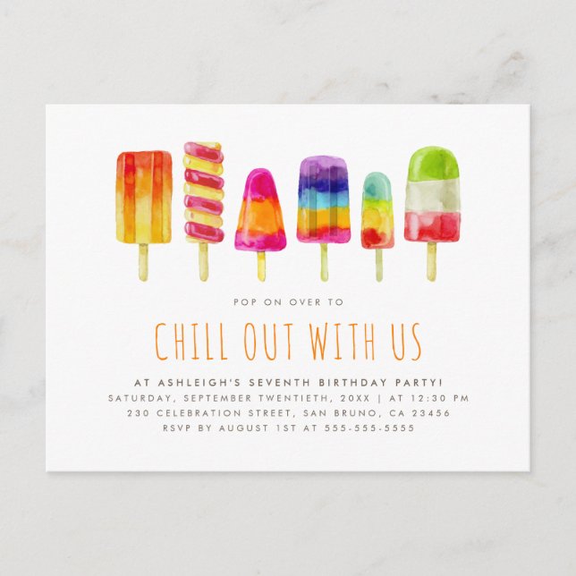 Popsicle-fest | Barnkalas inbjudan Vykort (Framsida)
