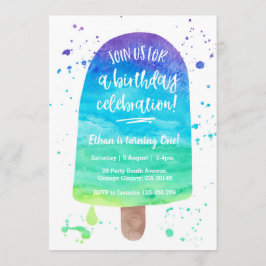 Popsicle för akvarell för regnbåge för inbjudningar