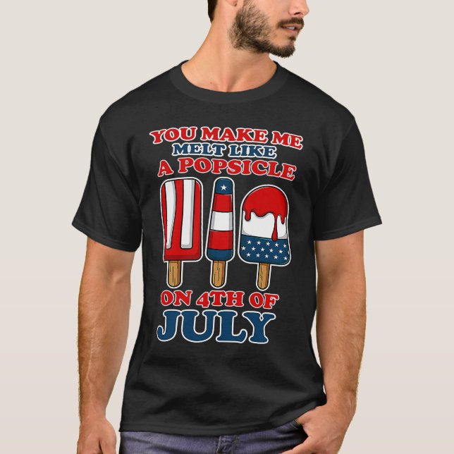 Popsicle Fourth of July USA Flag Independence Day T Shirt (Framsida)