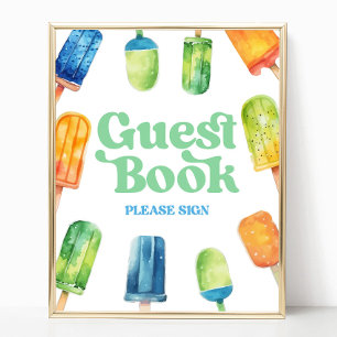 Popsicle Guest Bok Bord-tecken för Orange med blå Poster